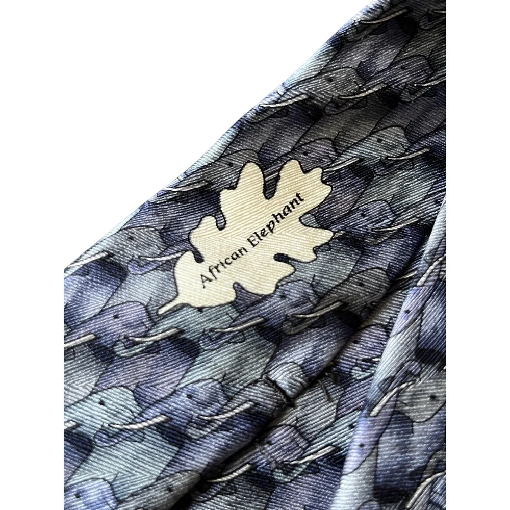 THE NATURE CONSERVANCY Hand Sewn Silk MENS NECK TIE African Elephant GRAY/VIOLET